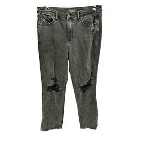 Judy‎ Blue Womens 90s Straight Leg Distressed Jeans Size 13/31 Black Wash Denim